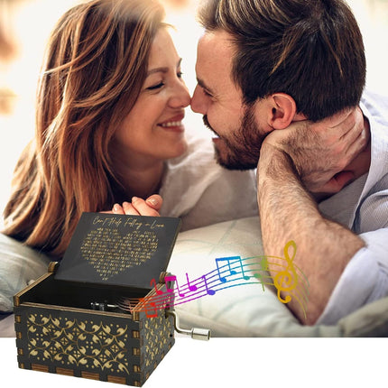 Can't Help Falling in Love Music Box, Birthday Gifts for Wife, Girlfriend, Women, Vintage Wooden Hand Crank Music Box, Christmas Valentine Wedding Anniversary Romantic Gift