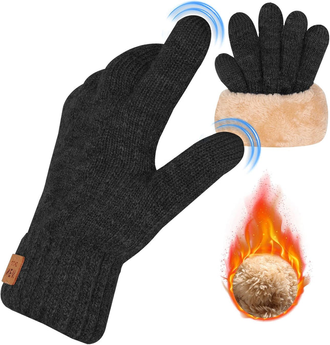 Winter Thermal Gloves Men Women Thick Knited Touch Screen Gloves Warm Fleece Lined Gloves for Driving