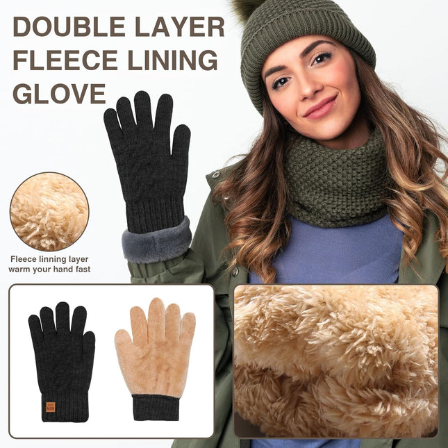 Winter Thermal Gloves Men Women Thick Knited Touch Screen Gloves Warm Fleece Lined Gloves for Driving – product detail