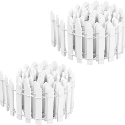 2Pcs 35x2 Inch Mini Wooden Garden Fence, Miniature Fairy Gardens Fence, Ornament Fences Picket Fence Decorative Fence for Home Dollhouse Micro Landscape Plant Pot Fairy Garden (White)