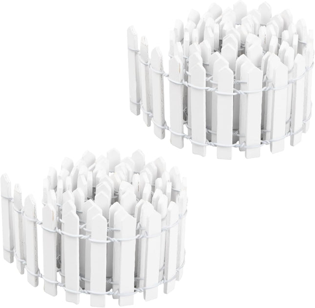 2Pcs 35x2 Inch Mini Wooden Garden Fence Miniature Fairy Gardens Fence Ornament Fences Picket Fence in White