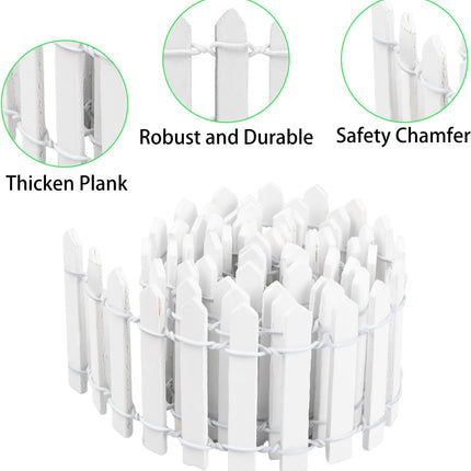 2Pcs 35x2 Inch Mini Wooden Garden Fence, Miniature Fairy Gardens Fence, Ornament Fences Picket Fence Decorative Fence for Home Dollhouse Micro Landscape Plant Pot Fairy Garden (White)