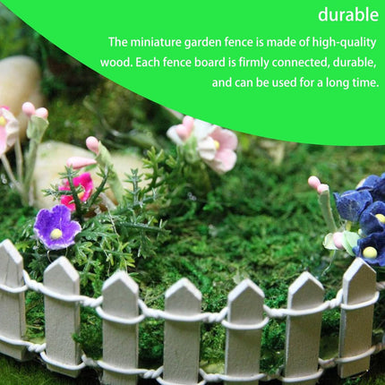 2Pcs 35x2 Inch Mini Wooden Garden Fence, Miniature Fairy Gardens Fence, Ornament Fences Picket Fence Decorative Fence for Home Dollhouse Micro Landscape Plant Pot Fairy Garden (White)