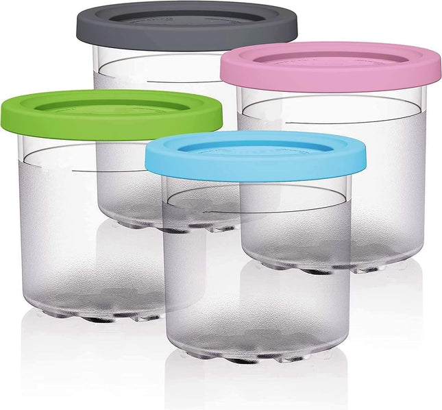 Pints 4 Pack Compatible with NC299AMZ & NC300s Series Creami Ice Cream Makers BPA-Free & Dishwasher Safe