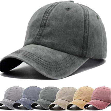 Men Women Plain Cotton Vintage Washed Twill Low Profile Baseball Cap Adjustable Distressed Dad Hat