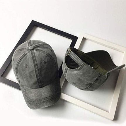 Men Women Plain Cotton Vintage Washed Twill Low Profile Baseball Cap Adjustable Distressed Dad Hat