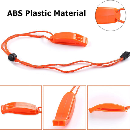 6PCS Safety Survival Whistles with Adjustable Reflective Lanyard Emergency Plastic Whistle Marine Whistle