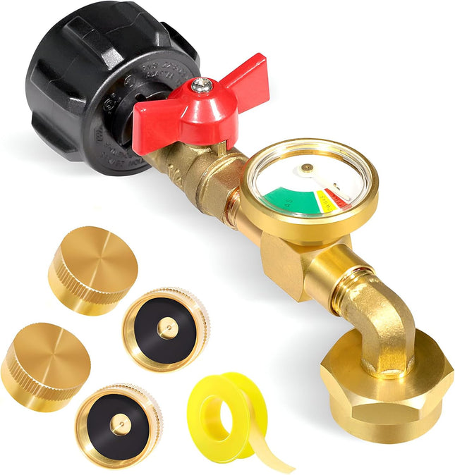 Propane Refill Adapter 20lb to 1lb Camping 90 Degree Upgrade Propane Tank Adapter 20lb to