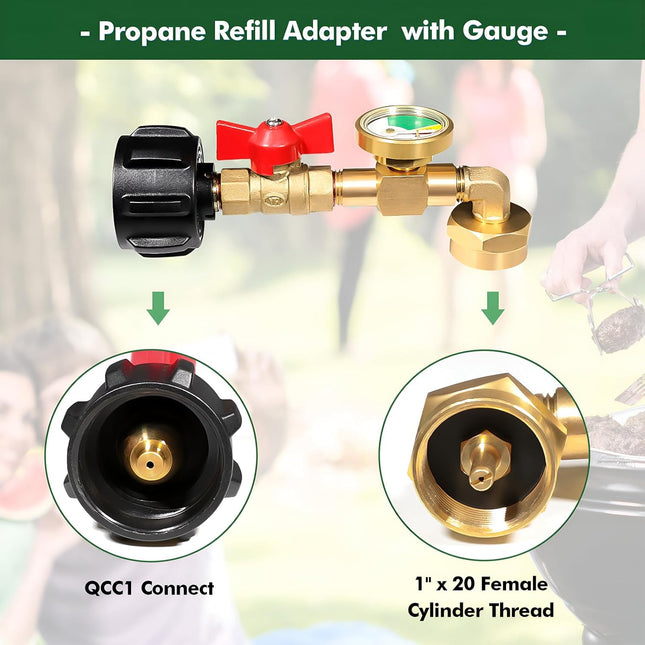 Propane Refill Adapter 20lb to 1lb Camping 90 Degree Upgrade Propane Tank Adapter 20lb to – product detail