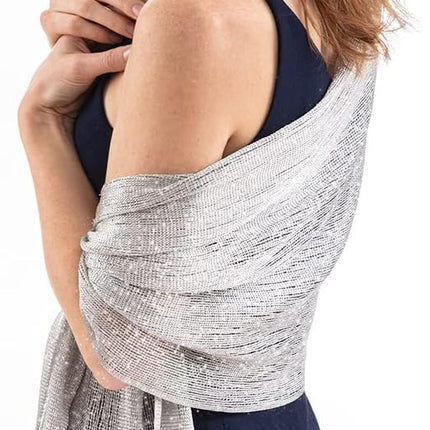 Shawls and Wraps for Evening Dresses, Metallic Glitter Shawls for Women, Sparkling Wedding Giving Shawl Gift