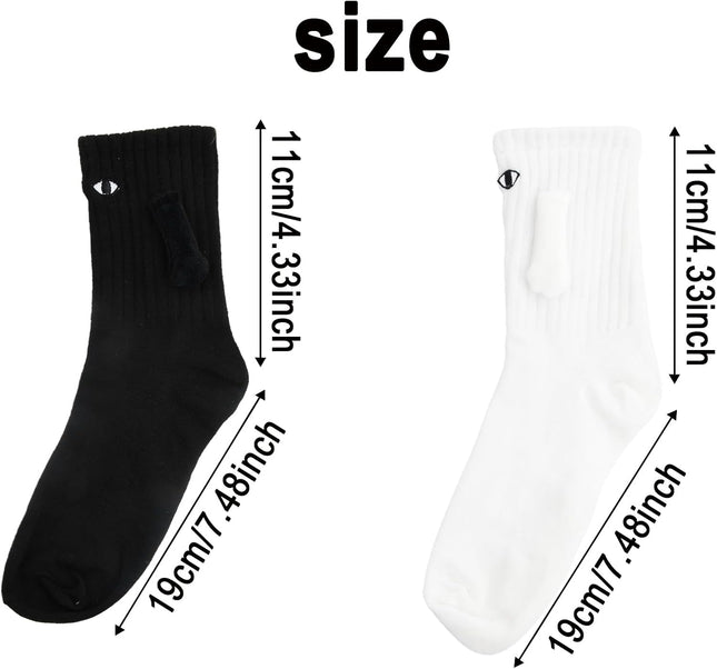 2 Pairs Hand In Hand Socks Funny Magnetic Socks Couple Holding Hands Friendship Novelty (White Plus – product detail