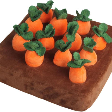 Dog Carrot Plush Toy, Vegetable Fruit for Dogs Cats IQ Toy, Pull The Carrot Stuffed Toy, Molars Toy Pet Interaction, Pet Feeding Training, 12Pcs Carrot