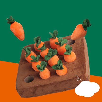 Dog Carrot Plush Toy, Vegetable Fruit for Dogs Cats IQ Toy, Pull The Carrot Stuffed Toy, Molars Toy Pet Interaction, Pet Feeding Training, 12Pcs Carrot