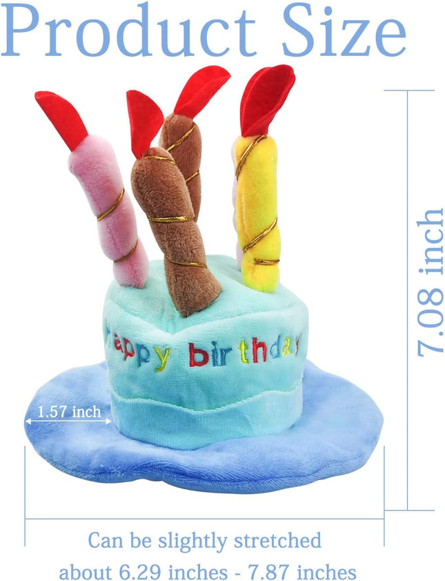 Dog Birthday Hat Soft Plush Pet Birthday Cake Hat with 5 Colored Candles Cute Cat Birthday – product detail