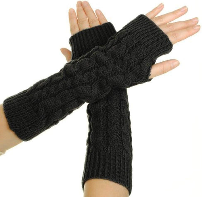Flammi Women Cable Knit Arm Warmer Fingerless Gloves Thumb Hole Gloves Mittens (1 Pair) V1259-DP01-A-4116