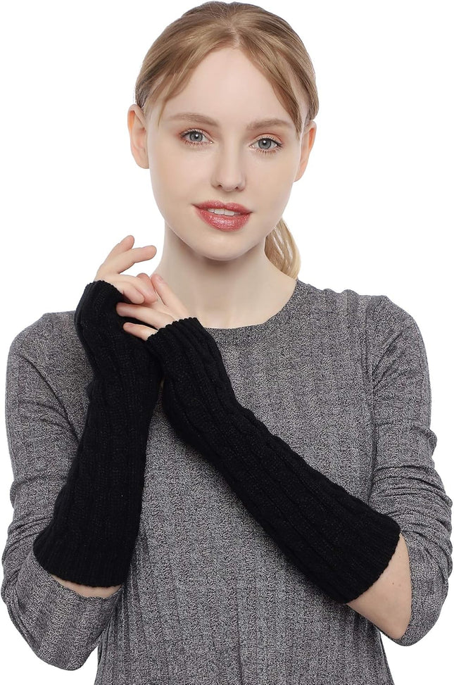Flammi Women Cable Knit Arm Warmer Fingerless Gloves Thumb Hole Gloves Mittens (1 Pair) – product detail