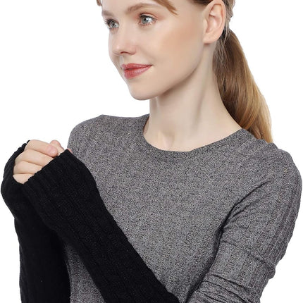 Flammi Women Cable Knit Arm Warmer Fingerless Gloves Thumb Hole Gloves Mittens (1 Pair)