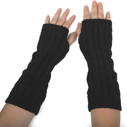 Flammi Women Cable Knit Arm Warmer Fingerless Gloves Thumb Hole Gloves Mittens (1 Pair)