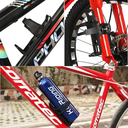 2 Pack Bike Bottle Holder, Universal Bicycle Water Bottle Cage Holder, Water Cup Holder for Bike Stroller Walker, Adjustable Mountain Bike Drink Cup with 360 Degree Rotating for Cycling MTB Black+Red