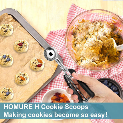 Cookie Scoop Set - Include 1 Tbsp/ 2 Tbsp/ 3Tbsp - 3 PCS Cookie Scoops for Baking - Cookie Dough Scoop - Made of 18/8 Stainless Steel