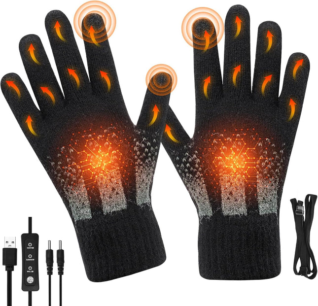USB Heated Gloves Winter Warm Heated Gloves Touchscreen Hand Warmers Work Unisex Washable