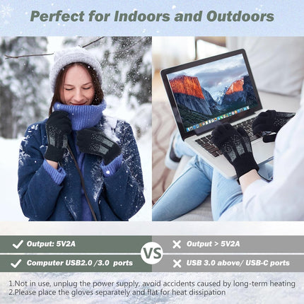 USB Heated Gloves, Winter Warm Heated Gloves Touchscreen Gloves Hand Warmers Work Gloves Unisex Washable Knitting Glove (style2)