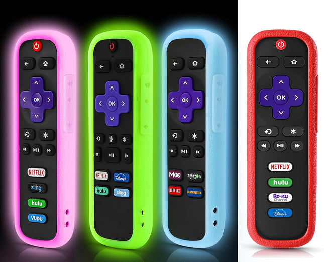 4 Pack Case for Roku Remote Cover for Hisense/TCL Roku TV Steaming Stick/Express Silicone