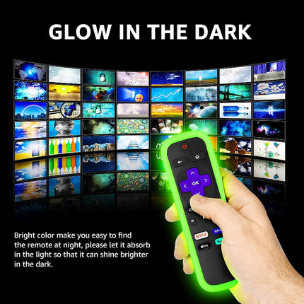 4 Pack Case for Roku Remote, Cover for Hisense/TCL Roku TV Steaming Stick/Express, Silicone Protective Controller Universal Replacement Sleeve Skin Glow in The Dark Pink Green Blue with Lanyards