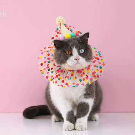 Cat Dog Princess Costumes Puppy Cat Birthday Bandana Scarf and Party Hat Cute Lace Dog Bib Scarf and Christmas Hat Doggy Birthday Party Decorations Set