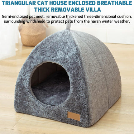 Pet Cave Bed - Warm Cat Bed for Indoor Cats - Pet Tent Cave Igloo Bed for Cats/Small Dogs - Pet Dog Cat Cave Bed - Kitten Bed Cat Tent Cat Bed House with Removable Washable Cushion