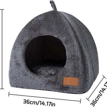 Pet Cave Bed - Warm Cat Bed for Indoor Cats - Pet Tent Cave Igloo Bed for Cats/Small Dogs - Pet Dog Cat Cave Bed - Kitten Bed Cat Tent Cat Bed House with Removable Washable Cushion