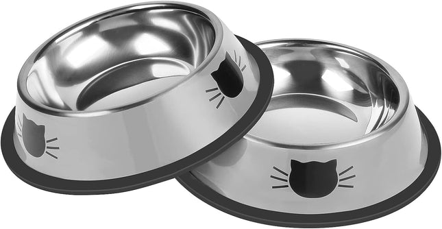2Pcs Cat Bowls Non-Slip Stainless Steel Small Cat Food Bowls Unbreakable Thicken Cat Feeder 7