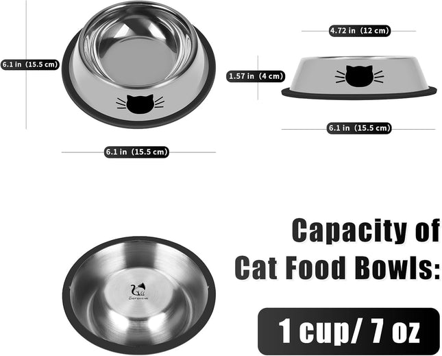 2Pcs Cat Bowls Non-Slip Stainless Steel Small Cat Food Bowls Unbreakable Thicken Cat Feeder 7 – product detail