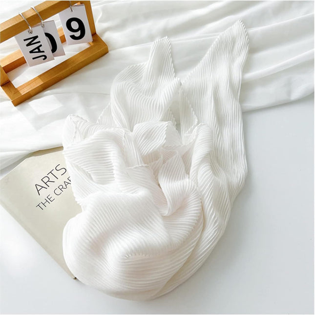 Crinkle Solid Color Cotton Hemp Small Square Scarfs Silk Scarf Female Four Seasons Thin Wrap Scarf Head – product detail
