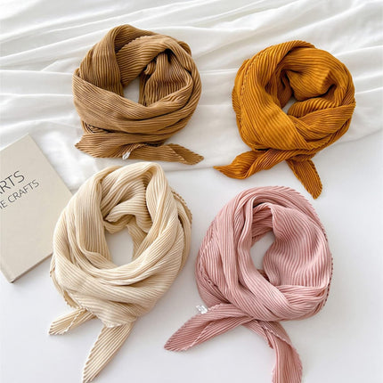 Crinkle Solid Color Cotton Hemp Small Square Scarfs Silk Scarf,Female Four Seasons Thin Wrap Scarf Head Shawl