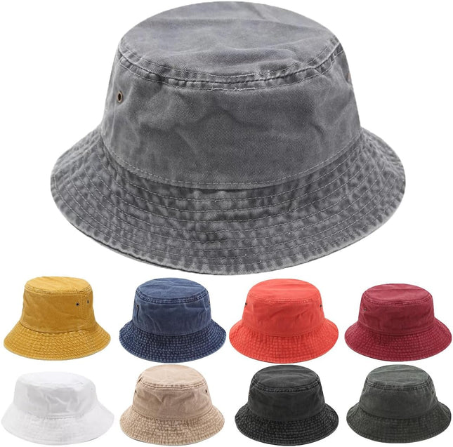 Vintage Solid Colored Bucket Hat for Men and Women Cotton Sun Hat UV Protection Foldable Washable