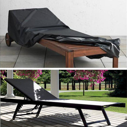Sun Lounger Cover Waterproof Patio Chaise Lounge Chairs Cover Sunbed Recliner Protective Cover Outdoor Garden Furniture Cover 208 x 76 x 41/79cm