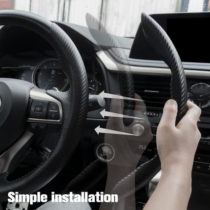 Car Carbon Fiber Anti-Skid Steering Wheel Cover, Segmented Protector, Butterfly Universal 99% Cover Interior Accessories (Black) (-CPH/W1)
