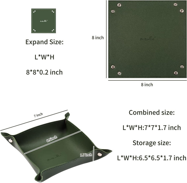 Leather Jewelry Valet Tray for Women and Man Entryway Table Bedside Nightstand Desk Portable Small (Dark – product detail