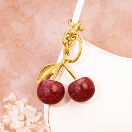 Cherry Bag Charm Purse Charms Keychain- Car Cherry Accessories keychians Gifts for Women Mom Daughter Gifts Christmas Valentine Bag Accessory Christmas