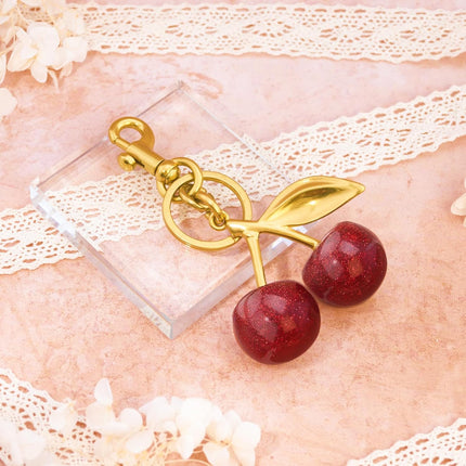Cherry Bag Charm Purse Charms Keychain- Car Cherry Accessories keychians Gifts for Women Mom Daughter Gifts Christmas Valentine Bag Accessory Christmas
