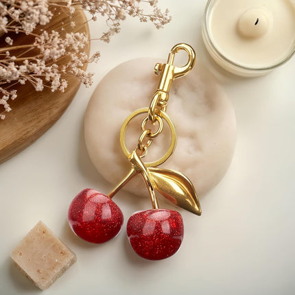 Cherry Bag Charm Purse Charms Keychain- Car Cherry Accessories keychians Gifts for Women Mom Daughter Gifts Christmas Valentine Bag Accessory Christmas