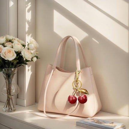 Cherry Bag Charm Purse Charms Keychain- Car Cherry Accessories keychians Gifts for Women Mom Daughter Gifts Christmas Valentine Bag Accessory Christmas