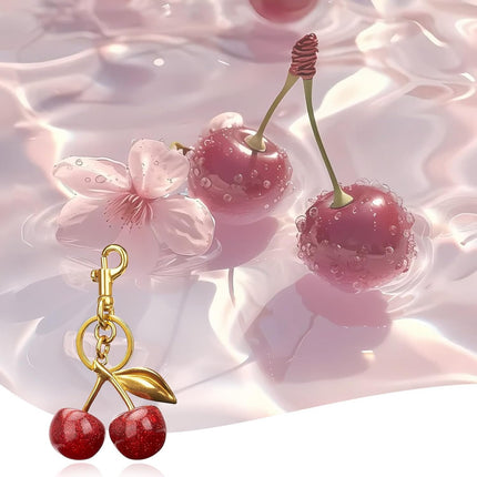 Cherry Bag Charm Purse Charms Keychain- Car Cherry Accessories keychians Gifts for Women Mom Daughter Gifts Christmas Valentine Bag Accessory Christmas