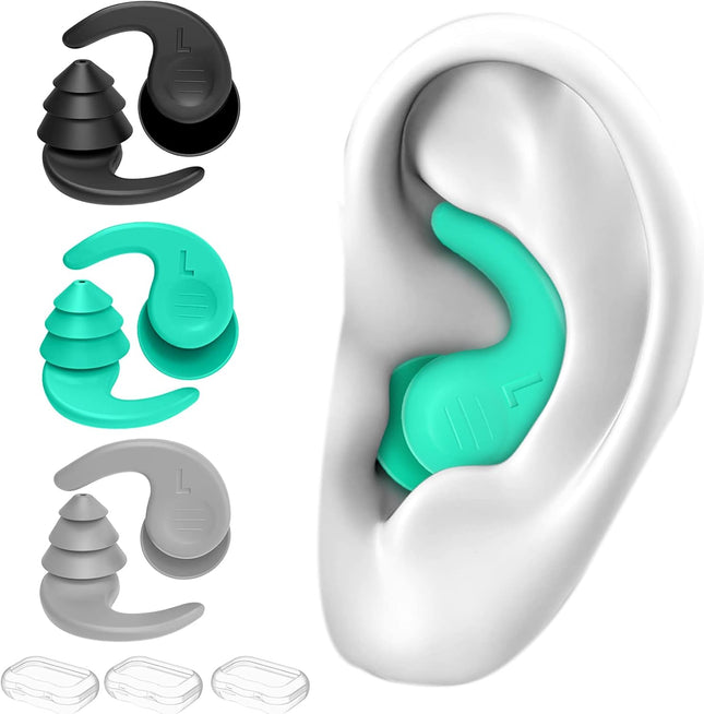 Swimming Ear Plugs 3 Pairs Great Waterproof Ultra Comfy Earplugs Reusable Silicone Ear Plugs for