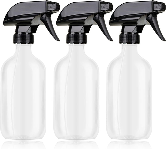 Plastic Spray Bottles 3 Pack Refillable 16 oz Empty Spray Bottle for Cleaning Solution Durable