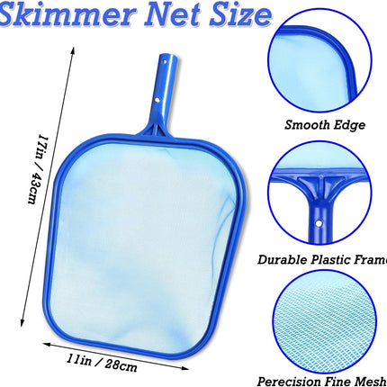 2 Pack Pool Skimmer Net, Hot Tubs Nets Fine Mesh Leaf Rake for Cleaning Surface of Pond Swimming Pool Cleaning Supplies and Accessories