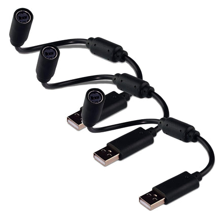 Replacement Dongle USB Controller Breakaway Cable Cord Game Controller Adapter for Xbox 360 PC Wired Controller Rock Band and Guitar Hero - Black (3 Pack)