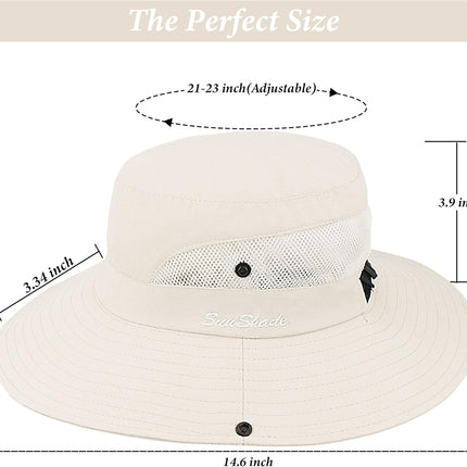 Sun Hat for Women Summer UV Protection Beach Hat Wide Brim Mesh Bucket Fishing Hat with Ponytail Hole Foldable Packable Hat