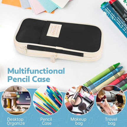 Pencil Case, Large Capacity Aesthetic Pen Cases with Durable Zipper, Big Stationery Pencil Pouch for Women & Men